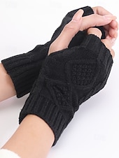 preiswerte Weihnachtsaccessoires-Gestrickte fingerlose Handschuhe für Damen, kuschelige Winter-Handwärmer mit Zopfmuster, stylische Weihnachtsgeschenk-Accessoires für Damen