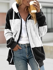 Damskie Kurtka polarowa Kurtka Sherpa Kurtka z kapturem Wygodny Oddychający Zamek Kieszeń Codzienny Pasek Urlop Ulica Codzienny Dzienne zużycie Zamek błyskawiczny Regularny Kaptur Regularny Długi tanie Kurtki z podszewką z polaru-Damskie Kurtka polarowa Kurtka Sherpa Kurtka z kapturem Wygodny Oddychający Zamek Kieszeń Codzienny Pasek Urlop Ulica Codzienny Dzienne zużycie Zamek błyskawiczny Regularny Kaptur Regularny Długi