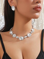 halpa Naisten kaulakoru-Naisten värikäs kristallikorusetti, kimalteleva strassi kaulakoru ja korvakorusetti juhliin, häihin &amp;iltatilaisuudet, ylelliset asusteet