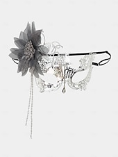 olcso Álarcosbál Kiegészítők-női arany filigrán álarcosbál maszk virággal és gyöngyökkel díszítve karácsonyi partira, bálra &amp;szalagavató