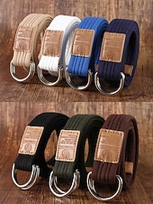 economico Cinture da uomo-cintura natalizia in tela da uomo – cintura regolabile in tessuto di cotone con cinturino in pelle e fibbia ad anello in metallo – disponibile in rosso, blu navy, nero e altri colori – elegante accessorio natalizio per uomo