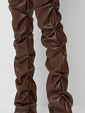economico Pantaloni skinny da donna-Per donna Pantaloni di pelle Moda Streetwear Casual Lunghezza intera Vita media Semplice Cerniera Tasca Confortevole Micro-elastico Quotidiano All'aperto Vacanza Bianco latte Verde translucido Nero