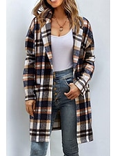 ieftine 3D palto-Pentru femei Palton de iarnă Jachete Iarnă Comfortabil Respirabil Buzunar Imprimeu Casual Plisat Vacanță Stradă Casual Purtare Zilnică Cu Un Nasture Lung Răsfrânt Fit regulat Manșon Lung Îmbrăcăminte