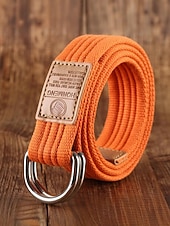 economico Cinture da uomo-cintura natalizia in tela da uomo – cintura regolabile in tessuto di cotone con cinturino in pelle e fibbia ad anello in metallo – disponibile in rosso, blu navy, nero e altri colori – elegante accessorio natalizio per uomo