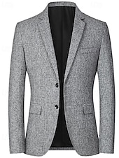 preiswerte Herren Klassische Blazer-Herren Blazer Geschäft Cocktailparty Hochzeitsfeier Mode Lässig Frühling Herbst Polyester Einfach Tasche Knöpfe Bequem Einreihig Blazer Schwarz Marineblau Grau