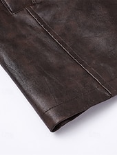 preiswerte Kunstlederjacke-Herren Kunstlederjacke Bikerjacke Motorradjacke Urlaub Täglich Winddicht Warm Tasche Frühling Herbst Einfach Mode Klassisch Revers Regulär Schwarz Kaffee Jacken