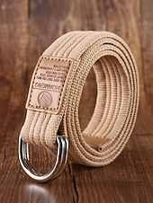 economico Cinture da uomo-cintura natalizia in tela da uomo – cintura regolabile in tessuto di cotone con cinturino in pelle e fibbia ad anello in metallo – disponibile in rosso, blu navy, nero e altri colori – elegante accessorio natalizio per uomo