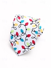 billige Slips og sløyfe for menn-Juleslips i polyestersilke for menn – morsomme nisse- og juletremønstre, perfekt for høytidsfester, julearrangementer og festlige anledninger