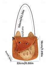 olcso Keresztpántos táskák-női filc crossbody táska, aranyos róka alakú válltáska, vintage kézzel készített állatmintás kézitáska hölgyeknek alkalmi mindennapi utazáshoz
