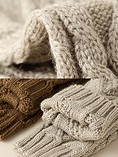 preiswerte Weihnachtsaccessoires-Gestrickte fingerlose Handschuhe für Damen, kuschelige Winter-Handwärmer mit Zopfmuster, stylische Weihnachtsgeschenk-Accessoires für Damen