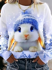 Χαμηλού Κόστους Ζώα Κορυφές-Γυναικεία Φανέλα Γραφικό Ζώο Πέις Λάιν Καθημερινή Μακρύ Μανίκι Κρουαζέ Στρογγυλό Λαιμό Κανονικά Tops Στριτ Καθημερινότητα Καθημερινά Εκτύπωση Ροζ Μπλε Μωβ Πράσινο Άνοιξη Φθινόπωρο Χειμώνα