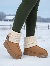 levne Sníh a zimní boty-Dámské pletené zimní boty s fleecovou podšívkou - útulné a teplé, ideální do zasněženého počasí a na outdoorové aktivity