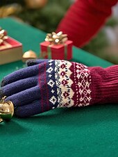 Недорогие Мужские перчатки-мужские рождественские перчатки для сенсорных экранов – теплые перчатки на флисовой подкладке с скандинавским вязаным рисунком – многоцветные варианты – идеально подходят для подарков на праздники и зимних мероприятий