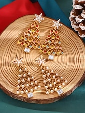 abordables Boucle d&amp;#39;oreille pour femme-Femmes Boucles d'oreilles clous Boucle d'Oreille Créoles Coloré Blanche Alliage Noël Élégant Soirée / Soir Sapin de Noël