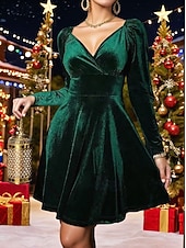 Kvinnors Sammet Mini Klänning Svart Klänning Cocktail Klänning Skär Klänning Formell Klänning Fest Födeselsedag Bröllop Fest Bröllop Gäst Enkel Långärmad V Halsringning Svart Röd Blå Grön Vår Höst billiga Julklänningar-Kvinnors Sammet Mini Klänning Svart Klänning Cocktail Klänning Skär Klänning Formell Klänning Fest Födeselsedag Bröllop Fest Bröllop Gäst Enkel Långärmad V Halsringning Svart Röd Blå Grön Vår Höst