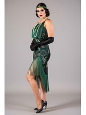  Roaring 20s 1920s Midi Flapper Dress Sleeveless The Great Gatsby Sequins Fringe Scoop Neck Fancy Dress Women's Christmas Carnival speakeasy Masquerade Retro Theme Party Adults' Dress