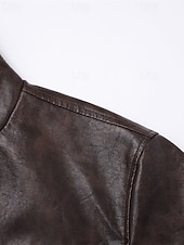 preiswerte Kunstlederjacke-Herren Kunstlederjacke Bikerjacke Motorradjacke Urlaub Täglich Winddicht Warm Tasche Frühling Herbst Einfach Mode Klassisch Revers Regulär Schwarz Kaffee Jacken