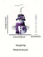 ieftine Accesorii de Crăciun-Cercei acrilici pentru femei cu model om de zăpadă de Crăciun – design festiv cu eșarfă și căciulă, perfecți pentru petreceri și ținute de iarnă