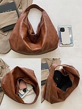 olcso Kézitáskák és bevásárlótáskák-női nagy műbőr hobo táska, lezser, bő válltáska cipzárral, vintage táska munkába, utazáshoz, vásárláshoz és mindennapi használatra