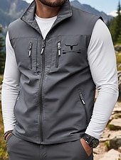 economico Gilet da Pesca per Uomo-Per uomo Gilet Gilet da pesca All'aperto Quotidiano Moda Casual Primavera Autunno Cerniera Tasca Stampato Poliestere Confortevole Mucca Monopetto Un Bottone Collo alla coreana Vestibilità regolare