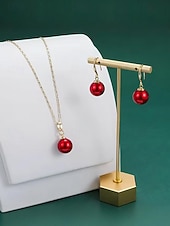 halpa Naisten kaulakoru-Naisten tekohelmikaulakoru ja korvakorut kultaisilla yksityiskohdilla, elegantit joulukorut juhlajuhliin