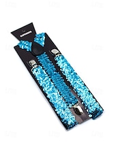cheap Men's Belts-Men's Christmas Sequin Suspenders – Polyester Material, Festive Sparkling Design, Available in Multiple Colors, Perfect for Holiday Parties and Christmas Events