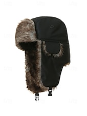 levne Dámské klobouky-Pánská vánoční čepice s kožešinovou podšívkou – nepromokavá, teplá a útulná, s detaily z umělé kožešiny, ideální na zimní dovolenou a outdoorové aktivity