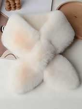 baratos Lenços Femininos-cachecol feminino de pele sintética de natal, aquecedor de pescoço macio com nó cruzado, xale elegante de inverno para festas de fim de ano e presentes