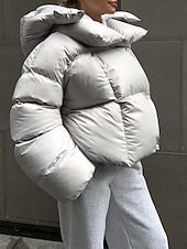 halpa Talvi Parka-Naisten Anorakki Mukava Hengittävä Tasku Napit Vapaa-aika Tavallinen Loma Katu Kausaliteetti Arki-asut Vetoketju Normaali Hupullinen Normaali Pitkähihainen Päällysvaatteet Musta Armeijan vihre