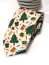 abordables Cravates et nœuds papillon pour hommes-Cravates de Noël pour hommes en polyester – motifs Père Noël, bonhomme de neige et autres motifs festifs, parfaites pour les fêtes de Noël et les occasions spéciales.