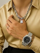 Χαμηλού Κόστους Ανδρικά κοσμήματα-Ανδρικό χριστουγεννιάτικο κολιέ από τιτάνιο και ατσάλι με ορθογώνιο μενταγιόν, μοντέρνα κοσμήματα με αλυσίδα για εορταστικά πάρτι και δώρα