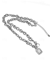 Χαμηλού Κόστους Ανδρικά κοσμήματα-Ανδρικό χριστουγεννιάτικο κολιέ από τιτάνιο και ατσάλι με ορθογώνιο μενταγιόν, μοντέρνα κοσμήματα με αλυσίδα για εορταστικά πάρτι και δώρα