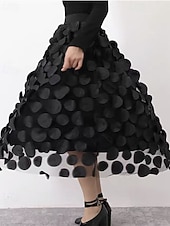 preiswerte Partykleider-Damen Elegant Vintage Mode Midi Mittlere Taille Röcke Tupfen Einfach Patchwork Blume Geschichtet Unelastisch Täglich Straße Amethyst Aprikose Schwarz Rote Herbst