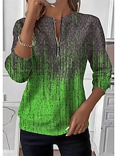 levne Boho topy-Dámské Svetrová mikina Mikiny na zip Zip Tisk Grafika Kašmírový vzor Módní Na běžné nošení Dlouhý rukáv Tričkový Běžné topy ulice Na den Rubínově červená Fialová Trávová zelená Podzim Zima