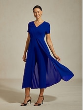 Damen-Jumpsuit, königsblau, V-Ausschnitt, getäfeltes Design, zweiteilig, fließend, transparenter Look, Stretchstoff, lässig, Frühling, Sommer, Herbst preiswerte Jumpsuits-Damen-Jumpsuit, königsblau, V-Ausschnitt, getäfeltes Design, zweiteilig, fließend, transparenter Look, Stretchstoff, lässig, Frühling, Sommer, Herbst