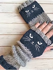 Недорогие Перчатки-Жен. 1 пара Без пальцев / Вязаные перчатки Уличный стиль / На открытом воздухе Перчатки - С принтом С принтом