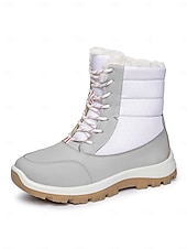 Botas de caminhada de inverno femininas vermelhas com pele sintética – botas de neve duráveis e impermeáveis com blocos de cores para aventuras na neve, perfeitas para viagens de férias baratos Sapatos de Natal Femininos-Botas de caminhada de inverno femininas vermelhas com pele sintética – botas de neve duráveis e impermeáveis com blocos de cores para aventuras na neve, perfeitas para viagens de férias