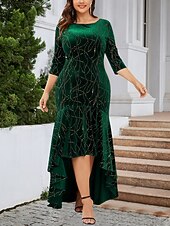 Damskie Puszysta Aksamitna sukienka Graficzny Półgolf Długi rękaw Wiosna Jesień Elegancja Moda Nowoczesny Sukienka maxi Formalny Święta Sukienka tanie Sukienki-Damskie Puszysta Aksamitna sukienka Graficzny Półgolf Długi rękaw Wiosna Jesień Elegancja Moda Nowoczesny Sukienka maxi Formalny Święta Sukienka