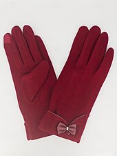 ieftine Accesorii de Crăciun-Mănuși de Crăciun pentru femei cu ecran tactil – material cald din poliester cu un design drăguț cu funde, perfecte pentru petreceri și ținute de iarnă