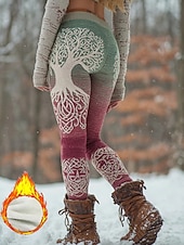 economico stampa vichinga-Leggings Boho Viking da donna in stile etnico vintage leggings comodi streetwear a lunghezza intera vita alta grafica a motivo geometrico vita elastica stampa termici caldi comodi elastici per le