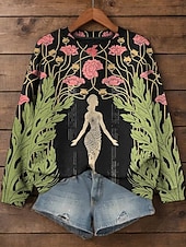 economico Felpe Floreali-Per donna Felpa Pullover Floreale Grafico Casual Manica Lunga Girocollo Top Regolari Casuale Streetwear Abbigliamento Quotidiano Giallo Verde scuro Verde Primavera Autunno Inverno