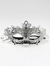 preiswerte Maskerade-Zubehör-Grüne Maskenmaske für Damen mit schwarzer Spitze und Strass-Details für Weihnachtsfeier, Ball &amp;Karneval