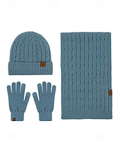 economico Cappelli da donna-Set unisex di cappello, sciarpa e guanti natalizi con guanti touchscreen, vari colori, perfetto per la moda invernale e come regalo per le feste