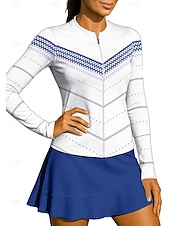 halpa Naisten paita-Naisten Geometrinen Urheilupaita Tennispaita Pitkähihainen Vetoketju Kukka-aihe UPF50+ UV-vastustuskykyinen Erittäin elastinen Kosteuden siirtävä Hengittävä Lentopallo Tennis Golf poolokaulus