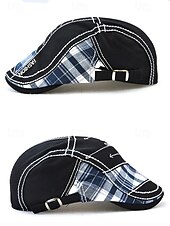 abordables Accessoires de Noël-Casquette plate à carreaux en coton pour homme, chapeau gavroche vintage en lierre avec coupe ajustable, cadeau de Noël élégant pour les tenues décontractées et les voyages en plein air