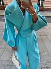 halpa Naisten puseropuvut-Naisten Bolero toppi Pitkähihainen V kaula-aukko Yhtenäinen väri Tavallinen Tilkkutäkki Muoti Päivittäin Musta Valkoinen Taivaan sininen Syystalvi Normaali