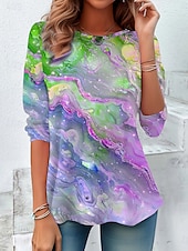 Pentru femei Tricou Ombre Floral Grafic Epocă Stilat Clasic Manșon Lung Stil Nautic Rotund Topuri obișnuite Zilnic Imprimeu Albastru piscină Mov Curcubeu Primăvară Toamnă Iarnă ieftine tricou Art & Design-Pentru femei Tricou Ombre Floral Grafic Epocă Stilat Clasic Manșon Lung Stil Nautic Rotund Topuri obișnuite Zilnic Imprimeu Albastru piscină Mov Curcubeu Primăvară Toamnă Iarnă