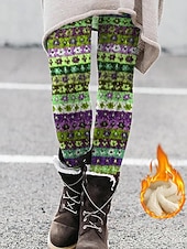 economico Leggings foderati in pile-Per donna Leggings Vacanza Vintage Stile Etnico Lunghezza intera Vita Alta Grafico Astratto Calore Termico Comodo Confortevole Elasticizzato All&#039;aperto Casual Casuale Verde chiaro Rosso Blu Verde