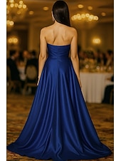 economico Abiti da Sera a Linea A-Linea ad A Abito da Sera Elegante Abito formale Formale Matrimonio Lunghezza al pavimento Senza Maniche Senza Spalline Raso con Fiocco/Fiocchi Perle 2025