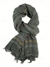 preiswerte Krawatten &amp;amp; Fliegen für Herren-Leichter gestreifter Baumwollschal für Herren – lässiger, weicher Fransenschal im Vintage-Stil für Outdoor-Reisen im Herbst und Winter und den Alltag
